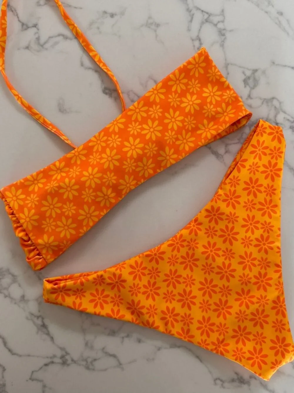 Leni Swims Lottie Bandeau Top & Lottie Bottom Bikini SET - Daisy - Size XS
